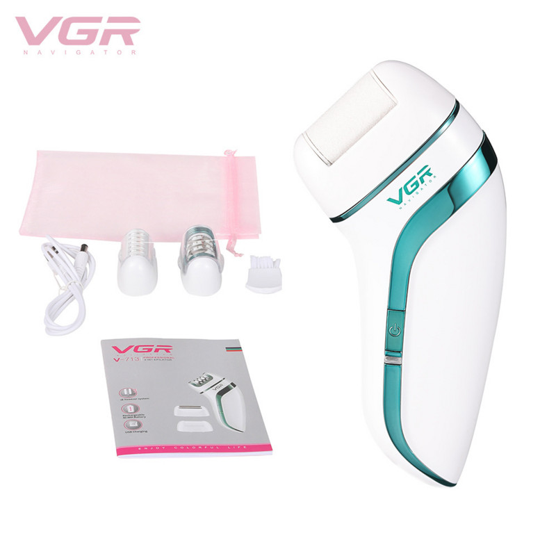 Epilator VGR 3 în 1 Epilator reîncărcabil pentru îndepărtarea părului facial Epilator pentru femeie aparat de ras pentru picioare Aparat pentru îndepărtarea calusului Epilator pentru femei V-713