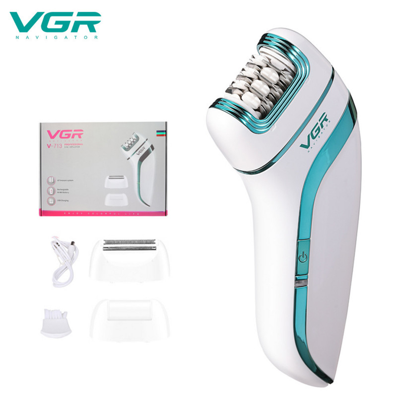 Epilator VGR 3 în 1 Epilator reîncărcabil pentru îndepărtarea părului facial Epilator pentru femeie aparat de ras pentru picioare Aparat pentru îndepărtarea calusului Epilator pentru femei V-713