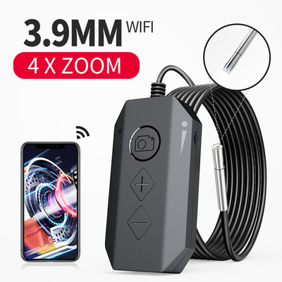 Най-новият 3,9 мм безжичен ендоскоп 1080P водоустойчив WiFi бороскоп с регулируема LED камера за инспекция на змии за iPhone Android