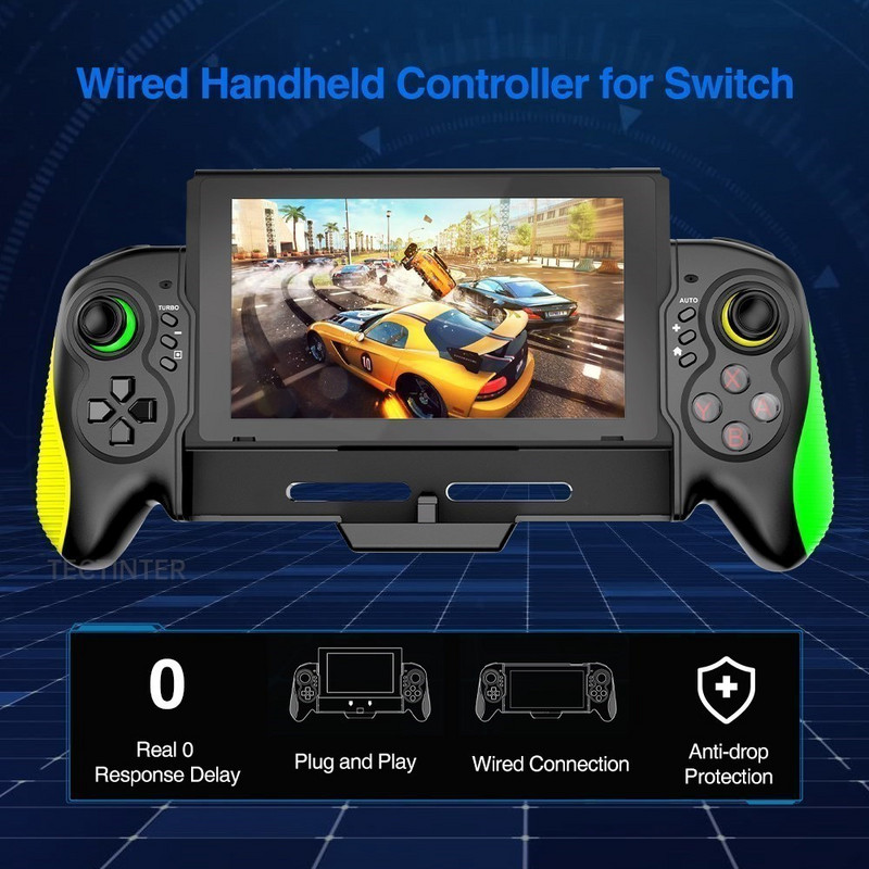 Suderinamas su rankiniu valdikliu „Nintendo Switch“ dvigubo variklio vibracijos valdymo pultas Integruota 6 ašių „Gyro Gamepad“ vairasvirtė jungikliui