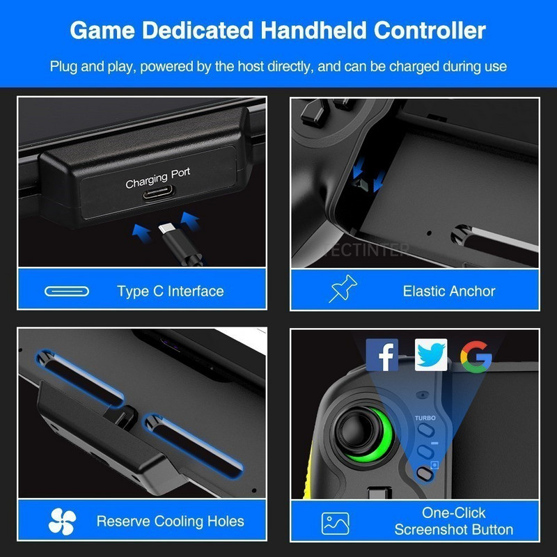 Suderinamas su rankiniu valdikliu „Nintendo Switch“ dvigubo variklio vibracijos valdymo pultas Integruota 6 ašių „Gyro Gamepad“ vairasvirtė jungikliui