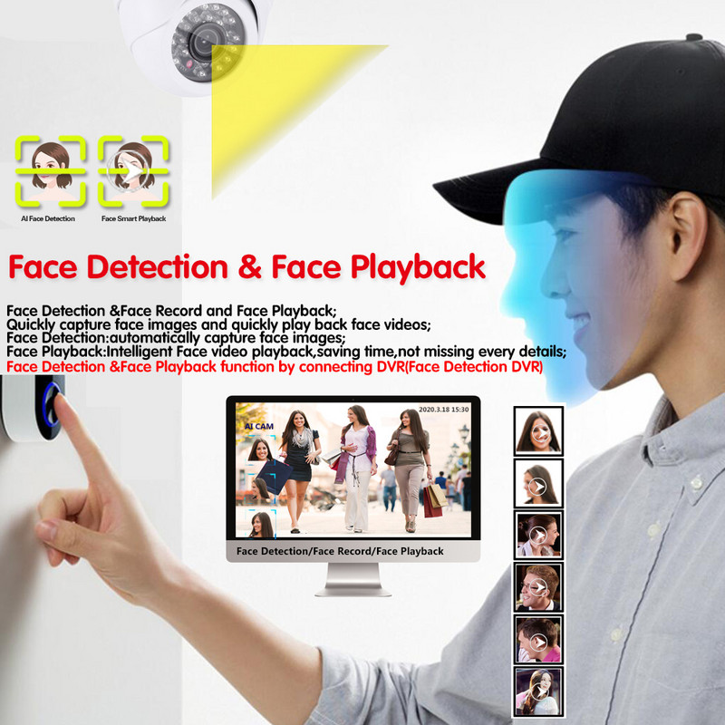 Sejas noteikšanas CCTV analogā kupola kamera āra AHD drošības kamera HD 5MP nakts redzamības videonovērošanas sistēmas komplekts 1080P XMEYE