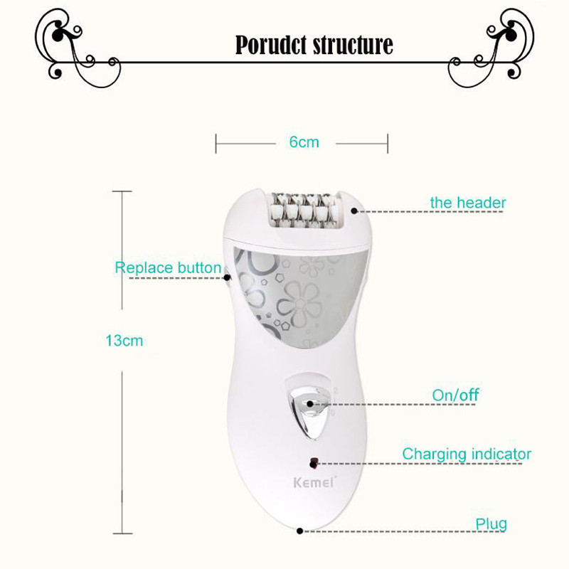 Kemei Epilator Rechargeable 3 in 1 Lady Hair Remover Shaver Electric Callus Remover Depilador Removal for Women Tool Care Tool