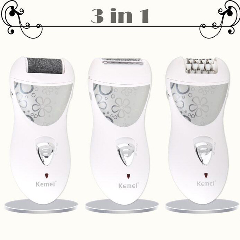 Kemei Epilator Rechargeable 3 in 1 Lady Hair Remover Shaver Electric Callus Remover Depilador Removal for Women Tool Care Tool