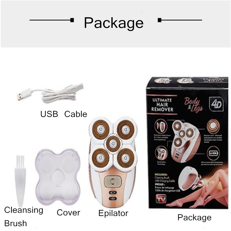 USB įkraunamas nešiojamas penkių ašmenų elektrinis epiliatorius moterims neskausmingam plaukų šalinimui veido kūno, kojų rankų depiliatorius, saugus 20#39