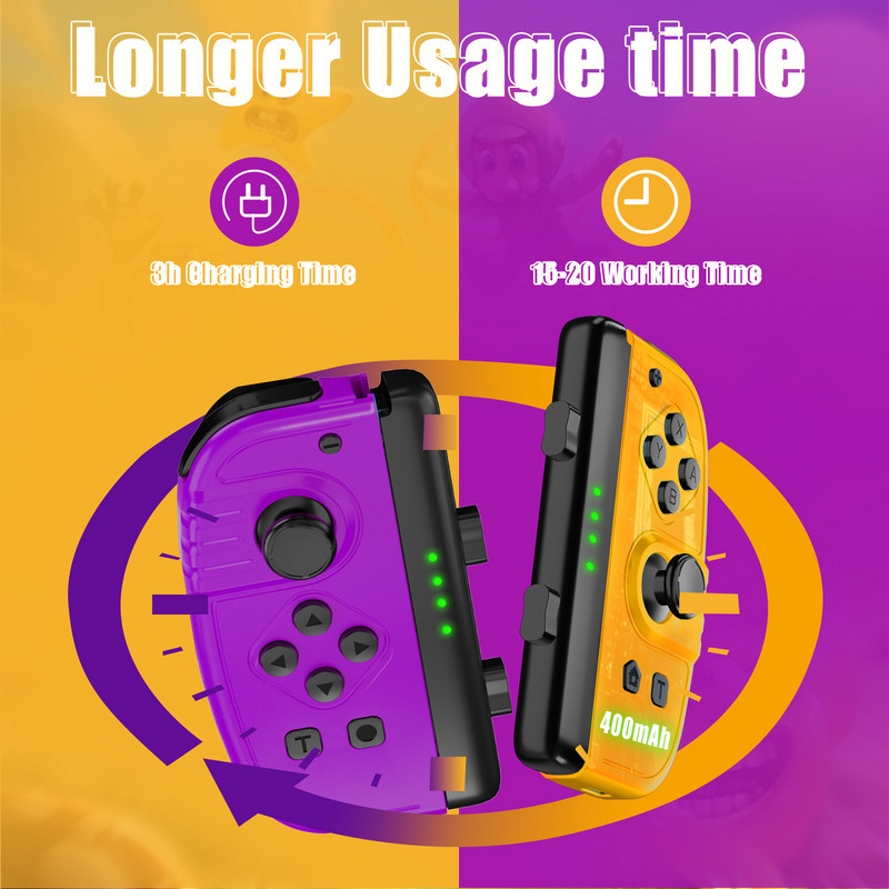 Joy Pad Gamepad pentru controler wireless Nintendo Switch, controlere de jocuri din stânga și din dreapta cu suport pentru prindere Controlul funcției de trezire