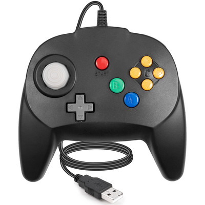 [Versiune USB]Mini controler pentru jocuri clasice N64, Joystick Gamepad cu fir pentru Windows PC Mac Linux Raspberry Pi 4 Switch Console
