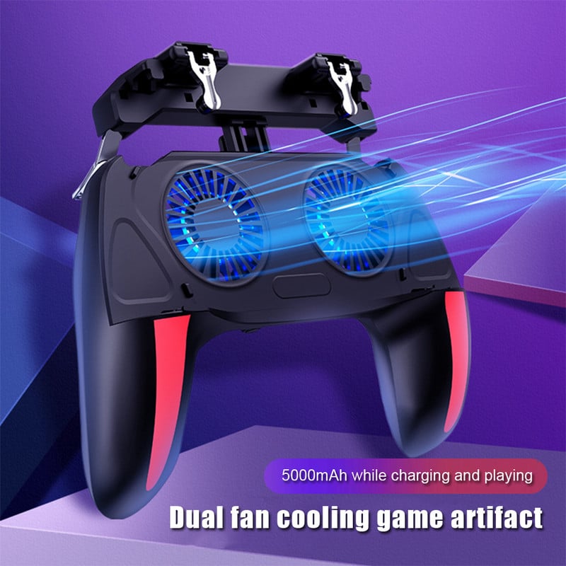 Cooler cu ventilator dublu Gamepad pentru controler de joc PUBG pentru 4,7-6,5 inci H10 telefon mobil Game Shooter Joystick 500mAh Gamepad de răcire