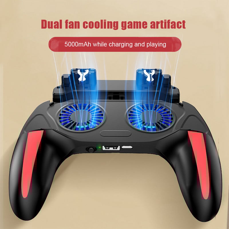 Cooler cu ventilator dublu Gamepad pentru controler de joc PUBG pentru 4,7-6,5 inci H10 telefon mobil Game Shooter Joystick 500mAh Gamepad de răcire