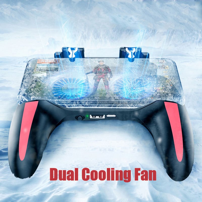 Cooler cu ventilator dublu Gamepad pentru controler de joc PUBG pentru 4,7-6,5 inci H10 telefon mobil Game Shooter Joystick 500mAh Gamepad de răcire