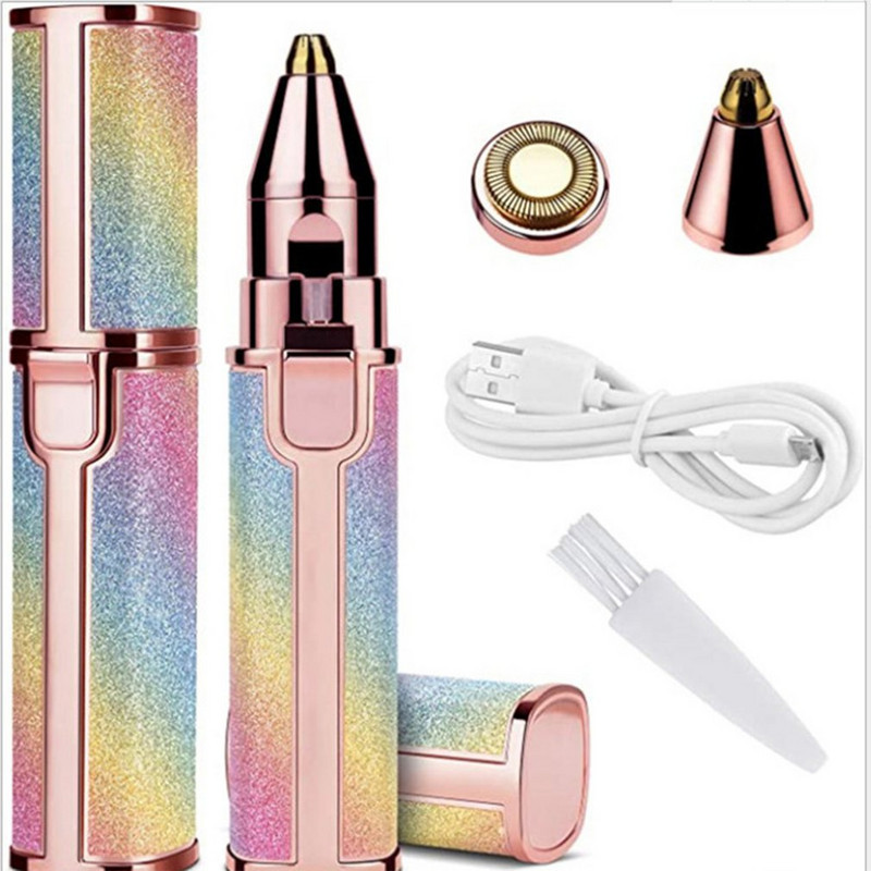 2 viename elektrinė antakių kirpimo mašinėlė moteriška kūno epiliatorius ūsų veido plaukų šalinimas neskausmingas mini barzdaskutės valiklis, įkraunamas USB