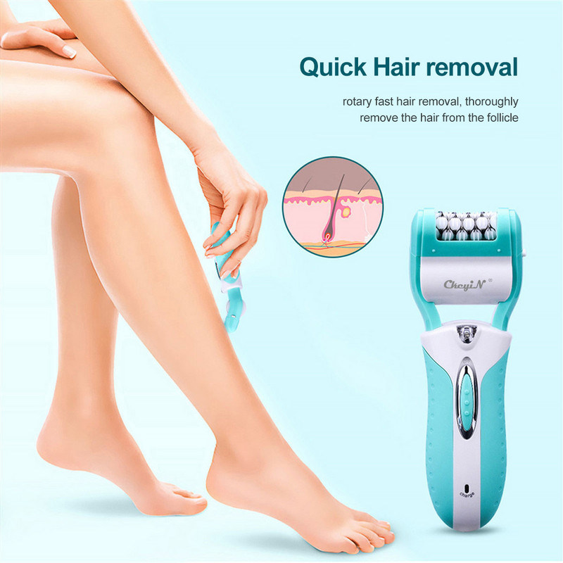 CkeyiN 3 in 1 Moteriškas elektrinis epiliatorius Profesionalus pėdų negyvos odos valiklis veido bikinio plaukelių šalinimas pedikiūro pėdų kirpimo priemonė