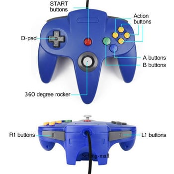 Επαγγελματικό Fashion N64 χειριστήριο Joystick Gamepad Long Wired For Classic Nintendo 64 Παιχνίδια κονσόλας Εργαλείο αξεσουάρ παιχνιδιών