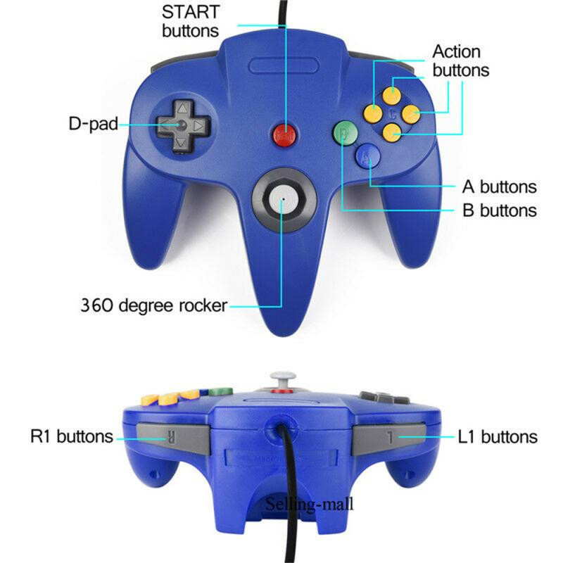 Profesionalni modni N64 kontroler Joystick Gamepad Duga žica za klasičnu Nintendo 64 konzolu Igre Gamepads Dodaci Alat