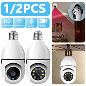 E27 Bulb Camera 1080P HD belaidė apsaugos kamera, skirta vidaus / lauko 2,4 GHz WiFi monitoriaus stebėjimo kameroms