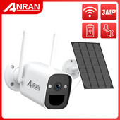 ANRAN 1296P Solar Panels Κάμερα μπαταρίας 2.4G Wifi Εξωτερική Επαναφορτιζόμενη Μπαταρία PIR Ασφάλεια Αναβοσβήνει Συναγερμός Ήχος IP66 Αδιάβροχο