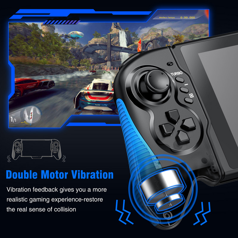 Valdiklio žaidimų pultelis, skirtas „Nintendo Switch“ rankinei rankenai, dvigubo variklio vibracijai, įmontuota 6 ašių giroskopo vairasvirte, skirta N-Switch konsolei