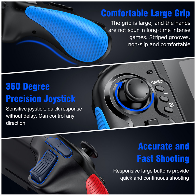 Valdiklio žaidimų pultelis, skirtas „Nintendo Switch“ rankinei rankenai, dvigubo variklio vibracijai, įmontuota 6 ašių giroskopo vairasvirte, skirta N-Switch konsolei