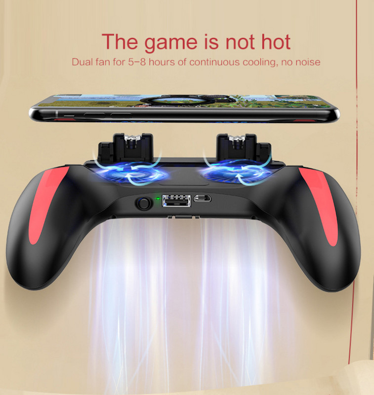 2022 m. nauja H10 PUBG žaidimų valdiklio žaidimų pultelis, skirtas mobiliojo telefono žaidimų šaudyklės vairasvirtei PUGB Helper žaidimų pultelis su dviem ventiliatoriais