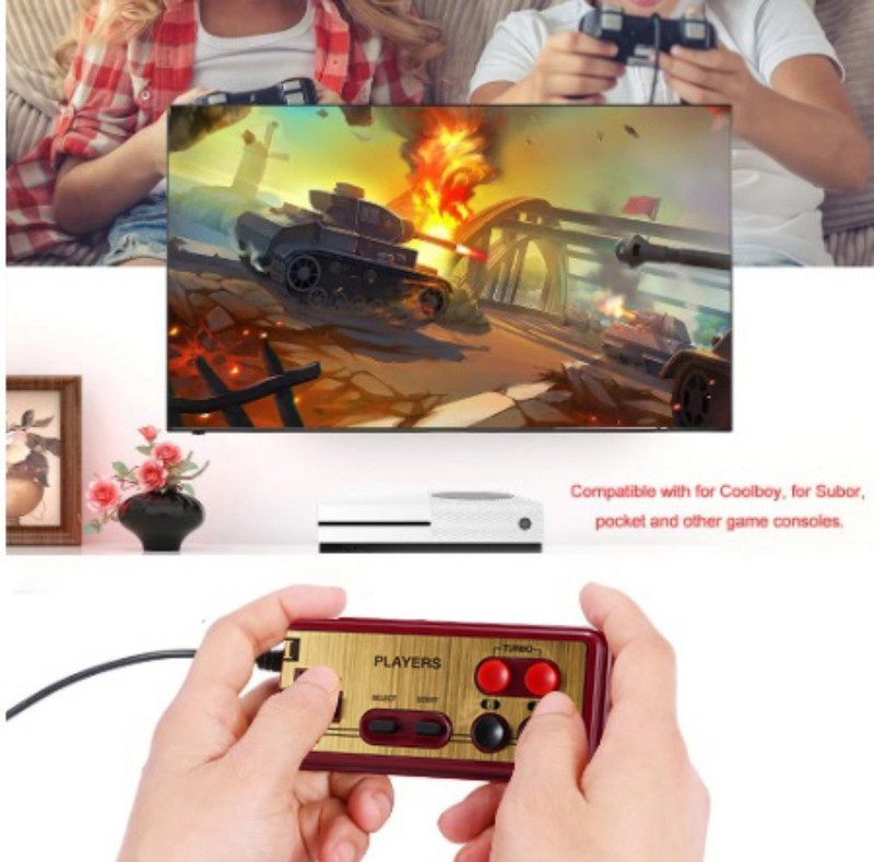 Nauja 15 kontaktų keturių mygtukų laidinė žaidimo rankena FC pagrindinio valdymo rankena atsarginė žaidimų valdiklio plastikinė rankena raudona ir balta mašina, skirta NES / FC