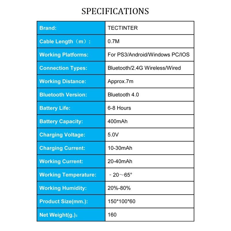 Belaidis 3.0 žaidimų valdiklis Terios T3/X3, skirtas PS3/Android išmaniesiems telefonams planšetiniam kompiuteriui su televizoriaus dėžutės laikikliu T3+ nuotolinio valdymo palaikymas Bluetooth