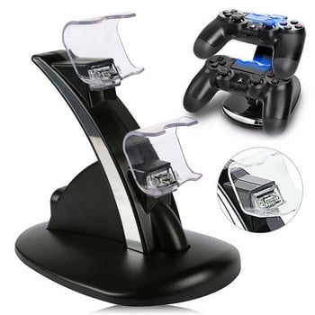 Контролер Зарядно устройство Dock LED Dual USB PS4 Charging Stand Station Cradle за Sony Playstation 4 PS4 / PS4 Pro /PS4 Slim Controller