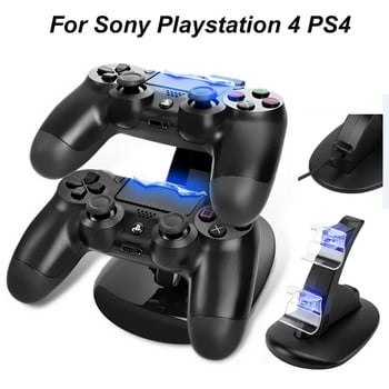 Контролер Зарядно устройство Dock LED Dual USB PS4 Charging Stand Station Cradle за Sony Playstation 4 PS4 / PS4 Pro /PS4 Slim Controller