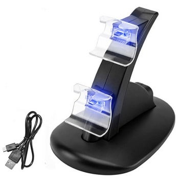 Контролер Зарядно устройство Dock LED Dual USB PS4 Charging Stand Station Cradle за Sony Playstation 4 PS4 / PS4 Pro /PS4 Slim Controller