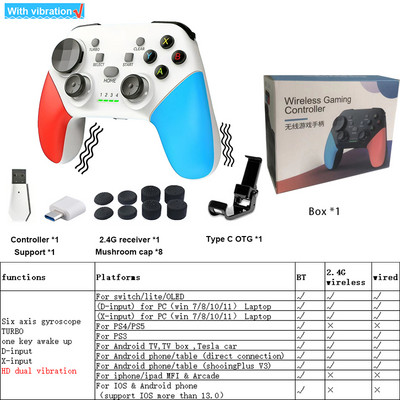 VILCORN 2.4G belaidis žaidimų pultelis, suderinamas su Nintendo Switch PC PS3 PS4 valdikliu, skirtas IOS Android mobiliojo telefono USB vairasvirtei