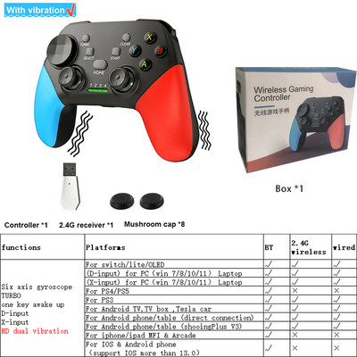 VILCORN 2.4G belaidis žaidimų pultelis, suderinamas su Nintendo Switch PC PS3 PS4 valdikliu, skirtas IOS Android mobiliojo telefono USB vairasvirtei