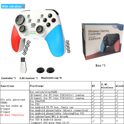 VILCORN 2.4G belaidis žaidimų pultelis, suderinamas su Nintendo Switch PC PS3 PS4 valdikliu, skirtas IOS Android mobiliojo telefono USB vairasvirtei