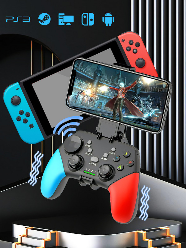 VILCORN 2.4G belaidis žaidimų pultelis, suderinamas su Nintendo Switch PC PS3 PS4 valdikliu, skirtas IOS Android mobiliojo telefono USB vairasvirtei