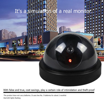 Куполна CCTV фалшива манекенна камера Водоустойчива охранителна камера за наблюдение с мигаща червена LED светлина Външна вътрешна симулационна камера