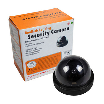 Куполна CCTV фалшива манекенна камера Водоустойчива охранителна камера за наблюдение с мигаща червена LED светлина Външна вътрешна симулационна камера