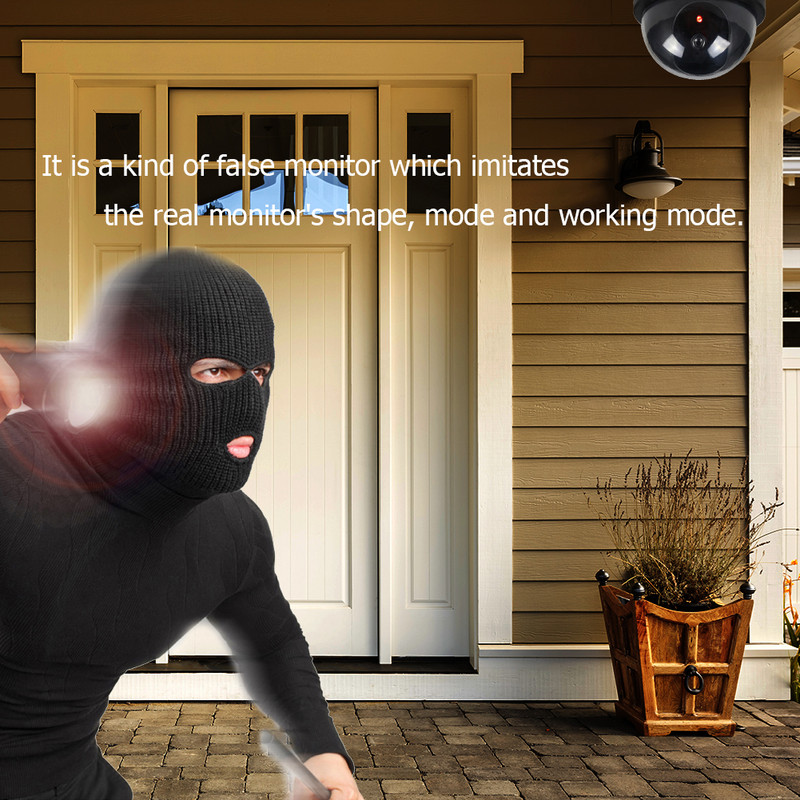 Куполна CCTV фалшива манекенна камера Водоустойчива охранителна камера за наблюдение с мигаща червена LED светлина Външна вътрешна симулационна камера