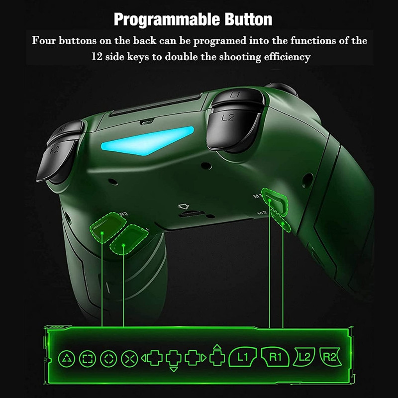 Belaidžio žaidimų valdiklio žaidimų pulto vairasvirtė su 4x programuojamais atgaliniais mygtukais, skirta PS4 Elite / Slim / Pro konsolės palaikymo kompiuteriui