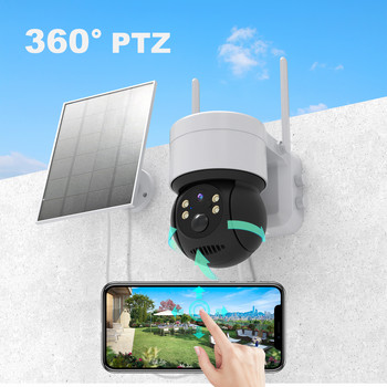 Слънчева охранителна камера на открито, SV3C Wifi куполна камера със слънчев панел, безжично IP видеонаблюдение, 7800mA акумулаторна батерия, ICSEE