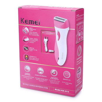 Kemei Hair Remover Lady Shaver Ξυριστική μηχανή μασχάλης για γυναίκες Ασύρματη Αποτριχωτική Επαναφορτιζόμενη Αδιάβροχη Ξυράφι μασχάλης μπικίνι