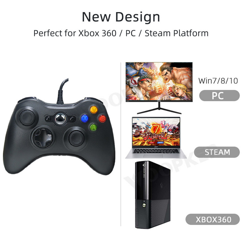 Controler prin cablu USB pentru Xbox 360/PC Windows 7/8/10 Accesorii pentru jocuri Gamepad Joystick pentru Xbox360