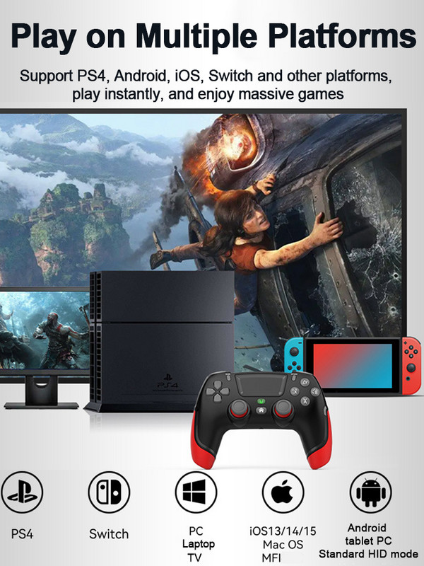 Ασύρματο χειριστήριο παιχνιδιών VILCORN Elite για PS4 Slim/Pro Dual Vibration Gamepad PC USB με Joystick γυροσκόπιο έξι αξόνων