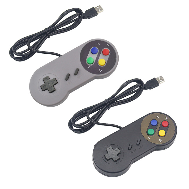 Káblový USB herný ovládač Gamepad Retro Joypad Čiernosivý Gamepad pre PC pre NESPi 4 SUPERPi 4 puzdro pre Raspberry Pi 4 B