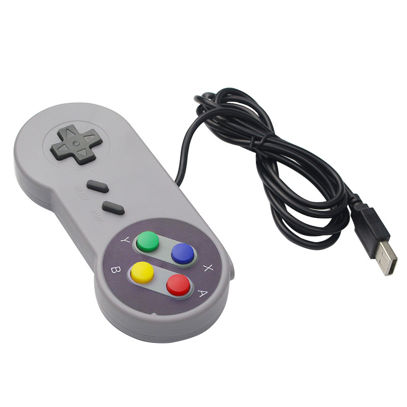 Káblový USB herný ovládač Gamepad Retro Joypad Čiernosivý Gamepad pre PC pre NESPi 4 SUPERPi 4 puzdro pre Raspberry Pi 4 B