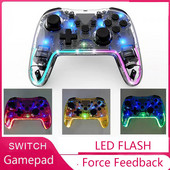 Skaidrus lED belaidis valdiklis BT 2.4G, skirtas Nintendo Switch Pro PC planšetiniam kompiuteriui PS3 Tesla Shock Joystick žaidimų pulto žaidimui