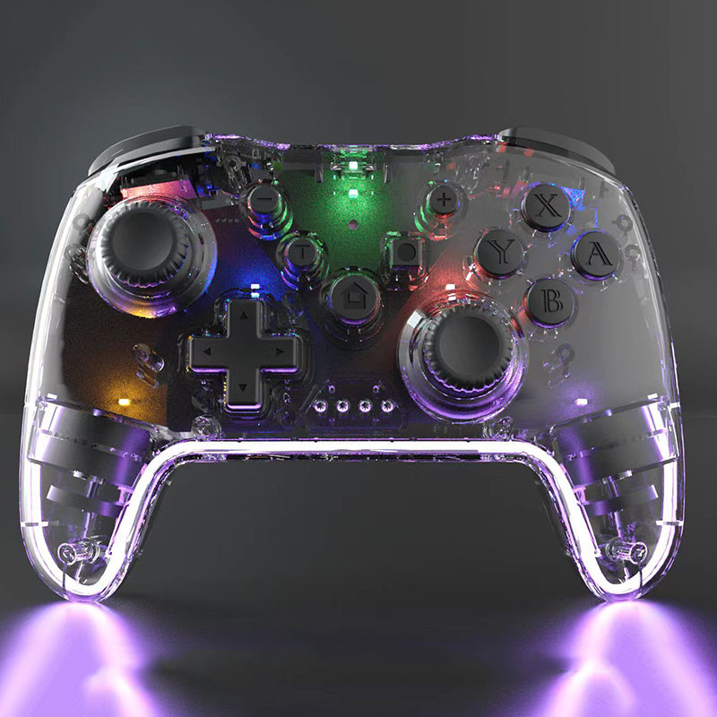 Skaidrus lED belaidis valdiklis BT 2.4G, skirtas Nintendo Switch Pro PC planšetiniam kompiuteriui PS3 Tesla Shock Joystick žaidimų pulto žaidimui
