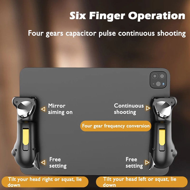 Šešių pirštų Ipad PUBG valdiklio talpa, reguliuojama mobiliųjų žaidimų rankenos priedai Trigger L1R1 mygtuko žaidimų pulto vairasvirtė