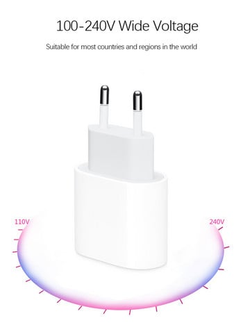 Γνήσιος αντάπτορας τροφοδοσίας USB-C 20W για iphone 13 13mini Pro Max Type C γρήγορος φορτιστής για Apple Cable για iPhone 8 Plus X XS 11 12