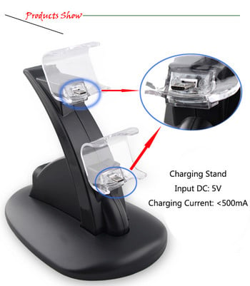 НОВ контролер Зарядно устройство Dock LED Dual USB PS4 Charging Stand Station Cradle for Playstation 4 PS4 / PS4 Pro /PS4 Slim Controller