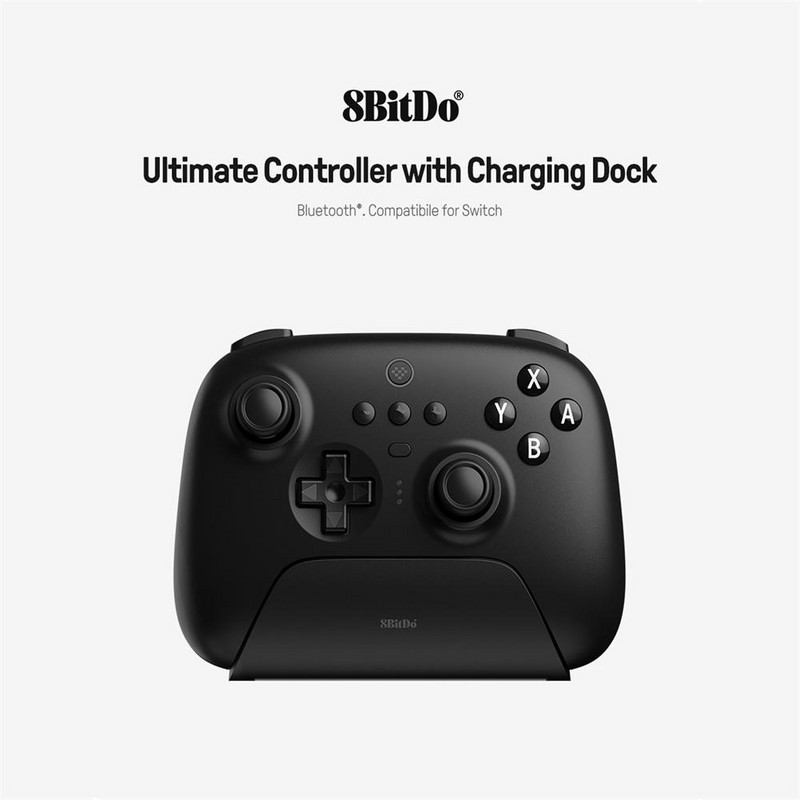 8bitdo Ultimate belaidis su Bluetooth suderinamas žaidimų valdiklis su įkrovimo doku, suderinamu su Nintendo Switch