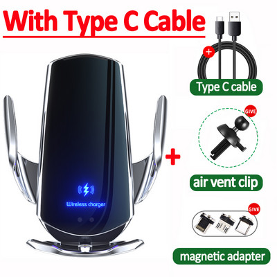 100 W automobilinis belaidis įkroviklis Magnetinis automobilinis telefono laikiklis skirtas iPhone 14 13 12 Samsung Xiaomi infraraudonųjų spindulių indukciniam greitam įkrovimui