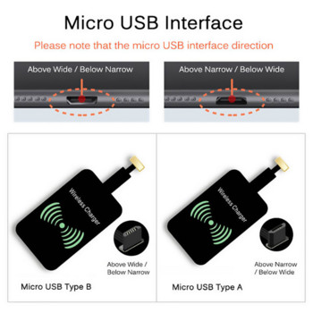 Δέκτης ασύρματης φόρτισης Προσαρμογέας ασύρματης φόρτισης τύπου C MicroUSB Lightning Υποστήριξη για ασύρματη φόρτιση τηλεφώνου Android iPhone
